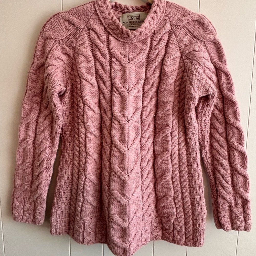 Wool Cable Knit Turtleneck Sweater